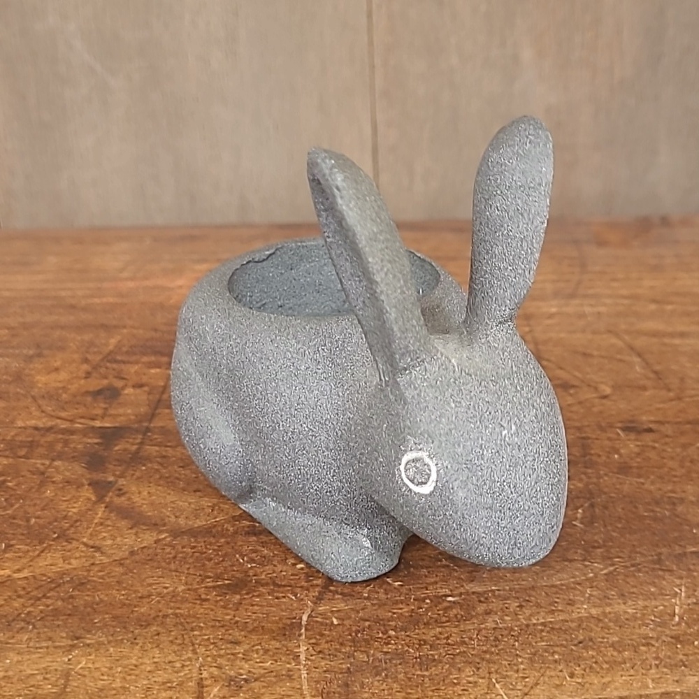 EUC Crate&Barrel Stone Bunny Tea Light Candle Holder Grey Rabbit Candle Holder
